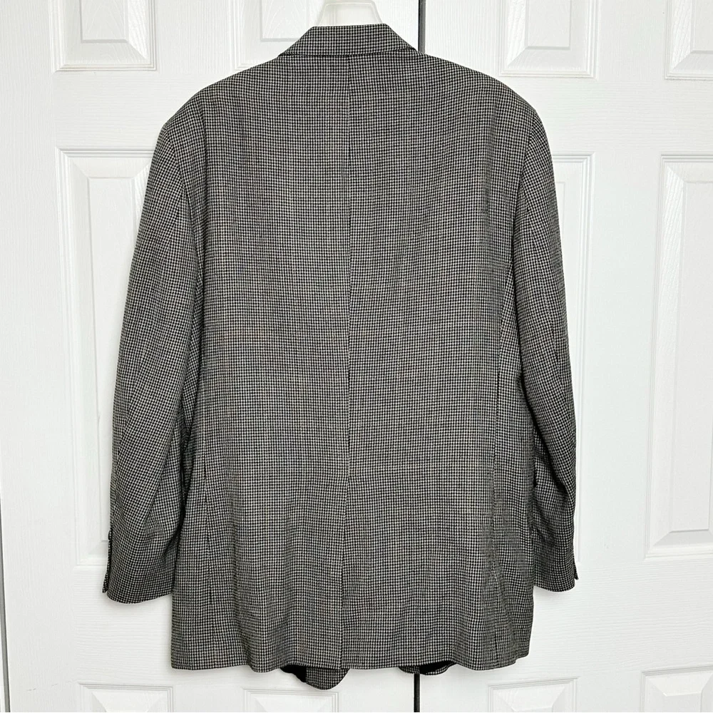 Joseph A Bank Silk Wool Houndstooth Suit Jacket Blazer Sport Coat Academia 44L - Picture 2 of 7